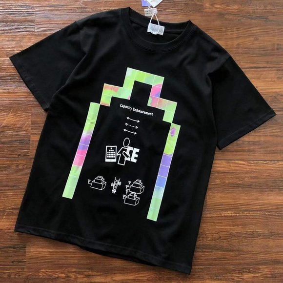 Cavermpt Black Short Sleeve Multicolor Mansion Print T-Shirt - Picture 1 of 13